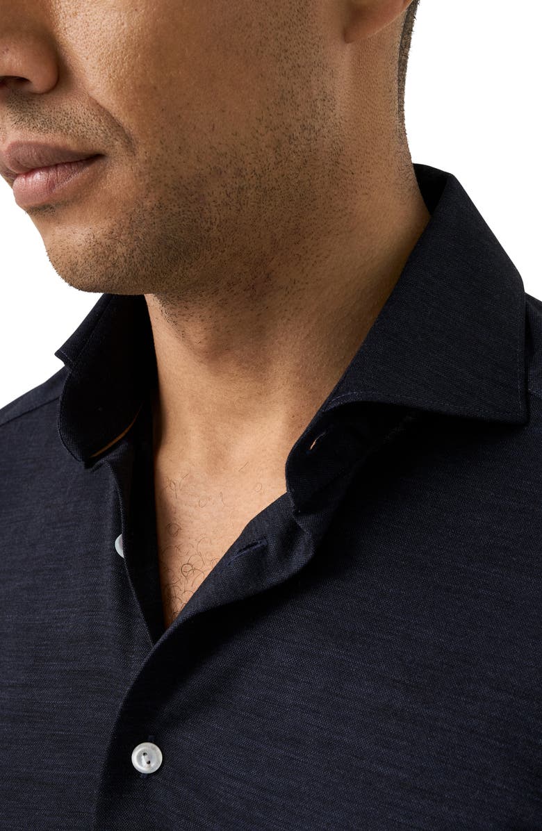 Eton Slim Fit Merino Wool Dress Shirt, Alternate, color, Navy