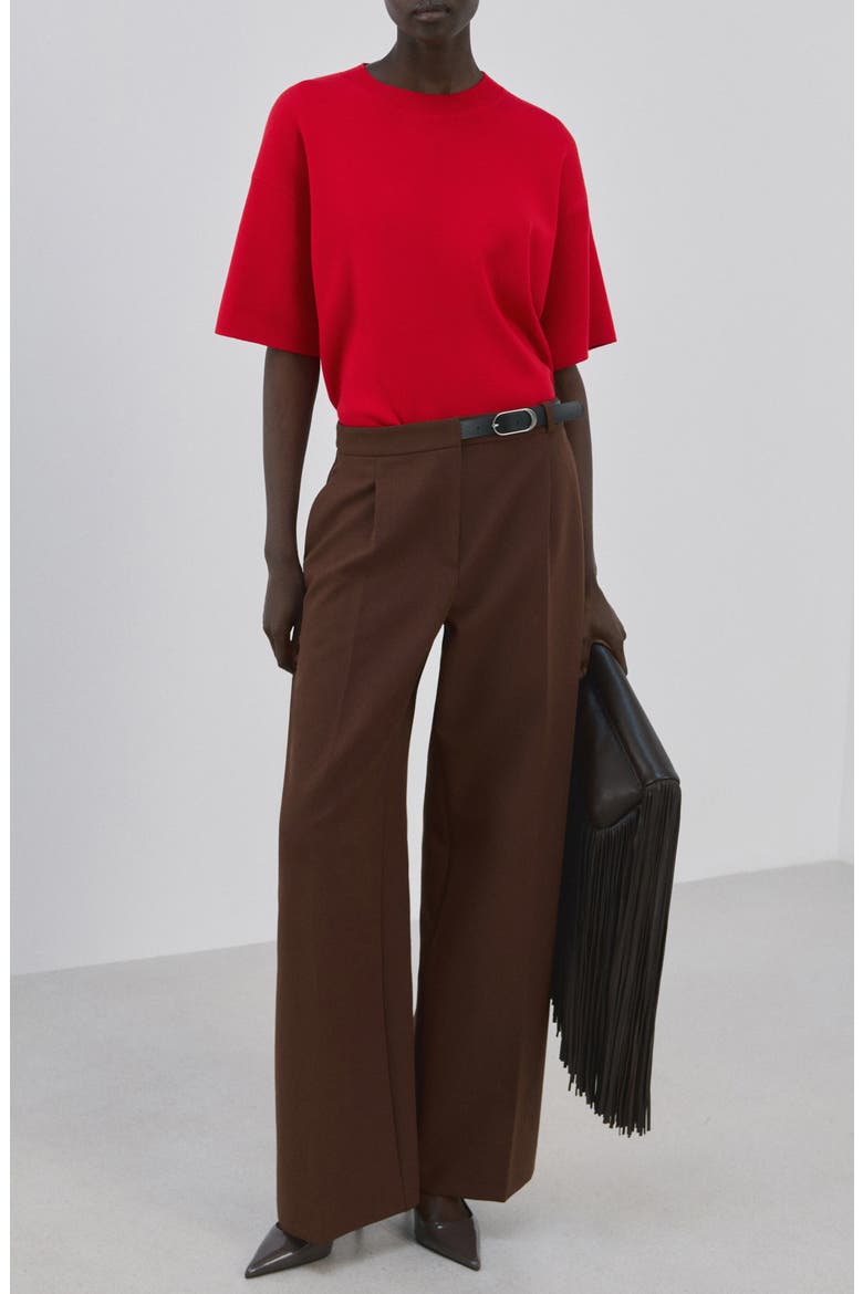Oversize Short Sleeve Sweater, Alternate, color, RED