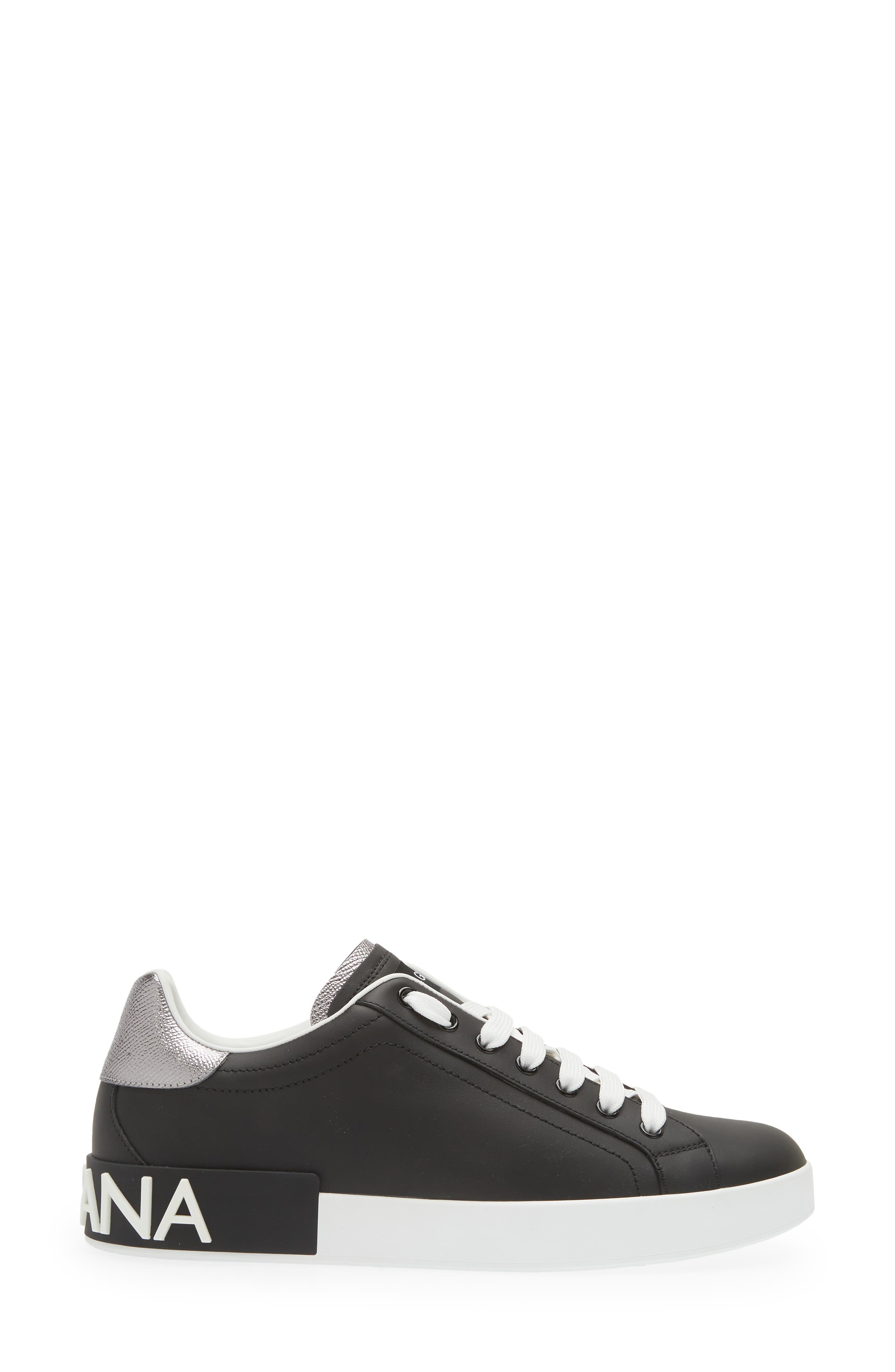 Dolce&Gabbana Portofino Sneaker, Alternate, color, 8B979 Black/ Silver