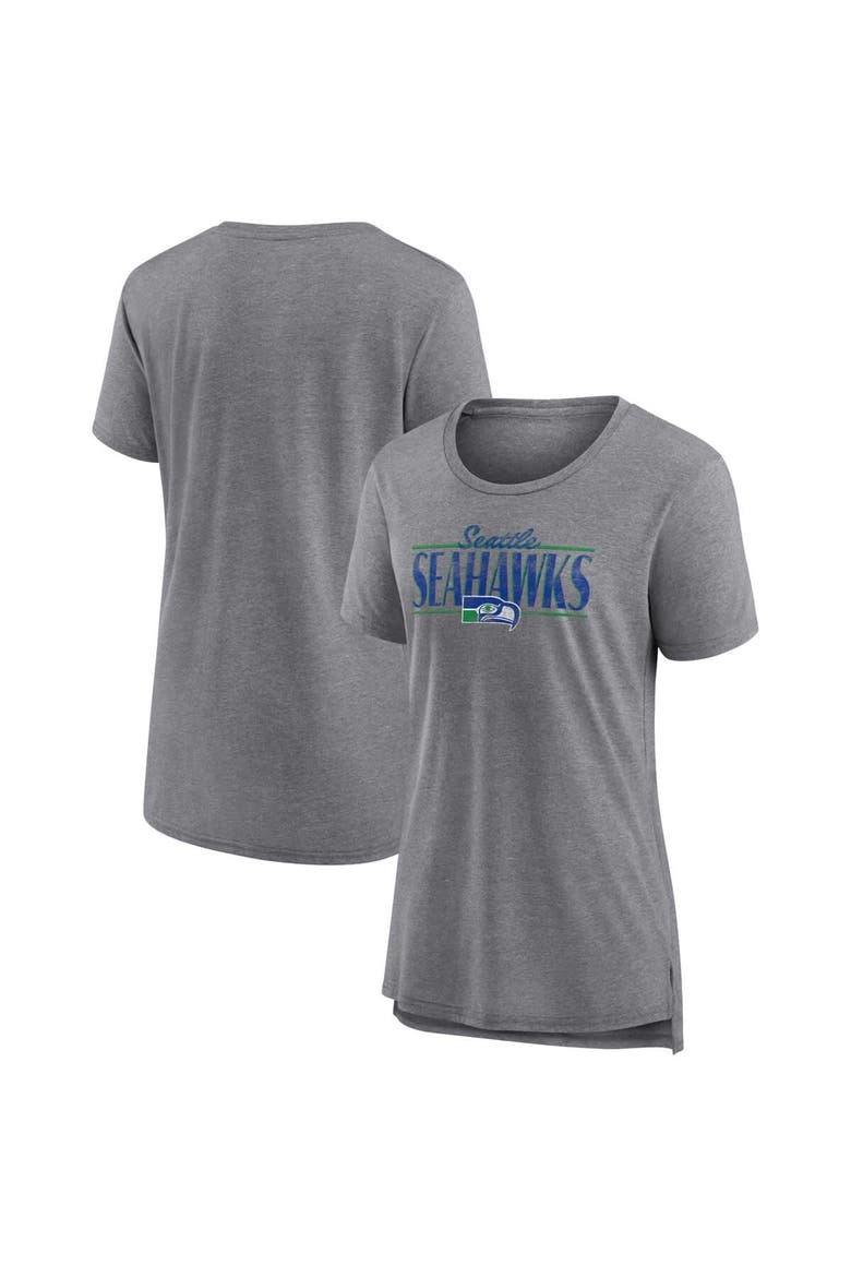 Women's Fanatics Heather Gray Seattle Seahawks Up the Middle Tri-Blend T-Shirt, Main, color, Heather Gray