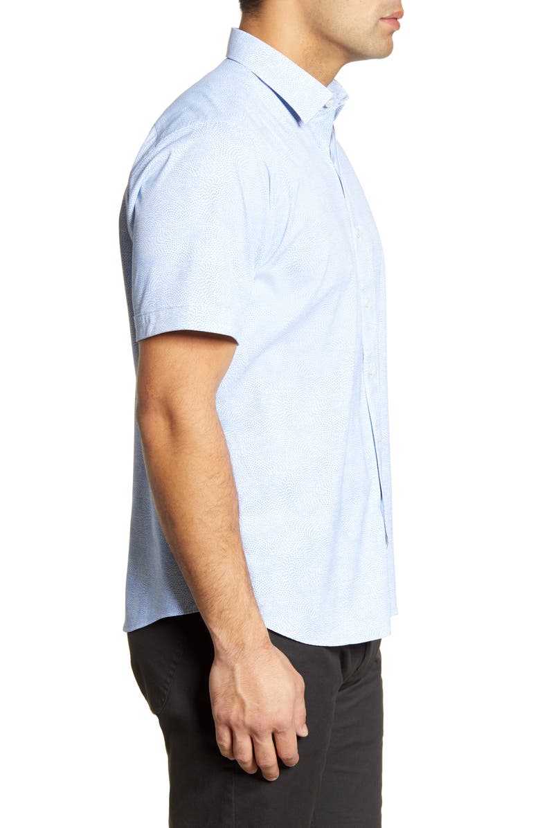 Bugatchi Classic Fit Short Sleeve Button-Up Performance Shirt, Alternate, color,