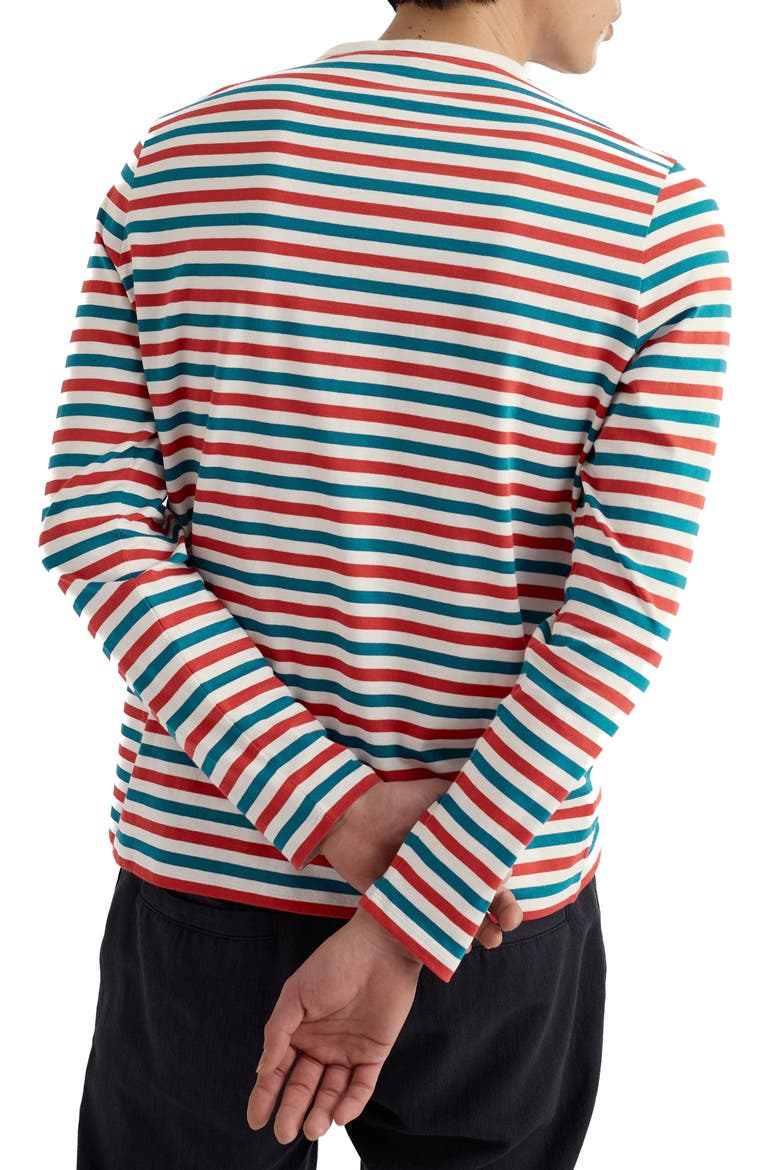 Sailor Stripe Long Sleeve Organic Cotton T-Shirt, Alternate, color, DUET MINI CORNISH CARDINAL