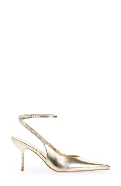 Jeffrey Campbell Executive Ankle Strap Pointed Toe Slingback Pump In Light Gold Metallic
