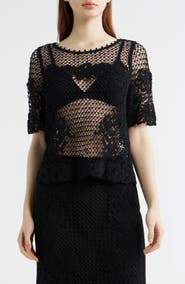 KOBI HALPERIN Magnolia Open Stitch Cotton Top