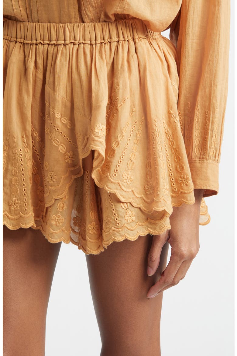 Jocadia Ruffle Cotton Miniskort, Alternate, color, CARAMEL
