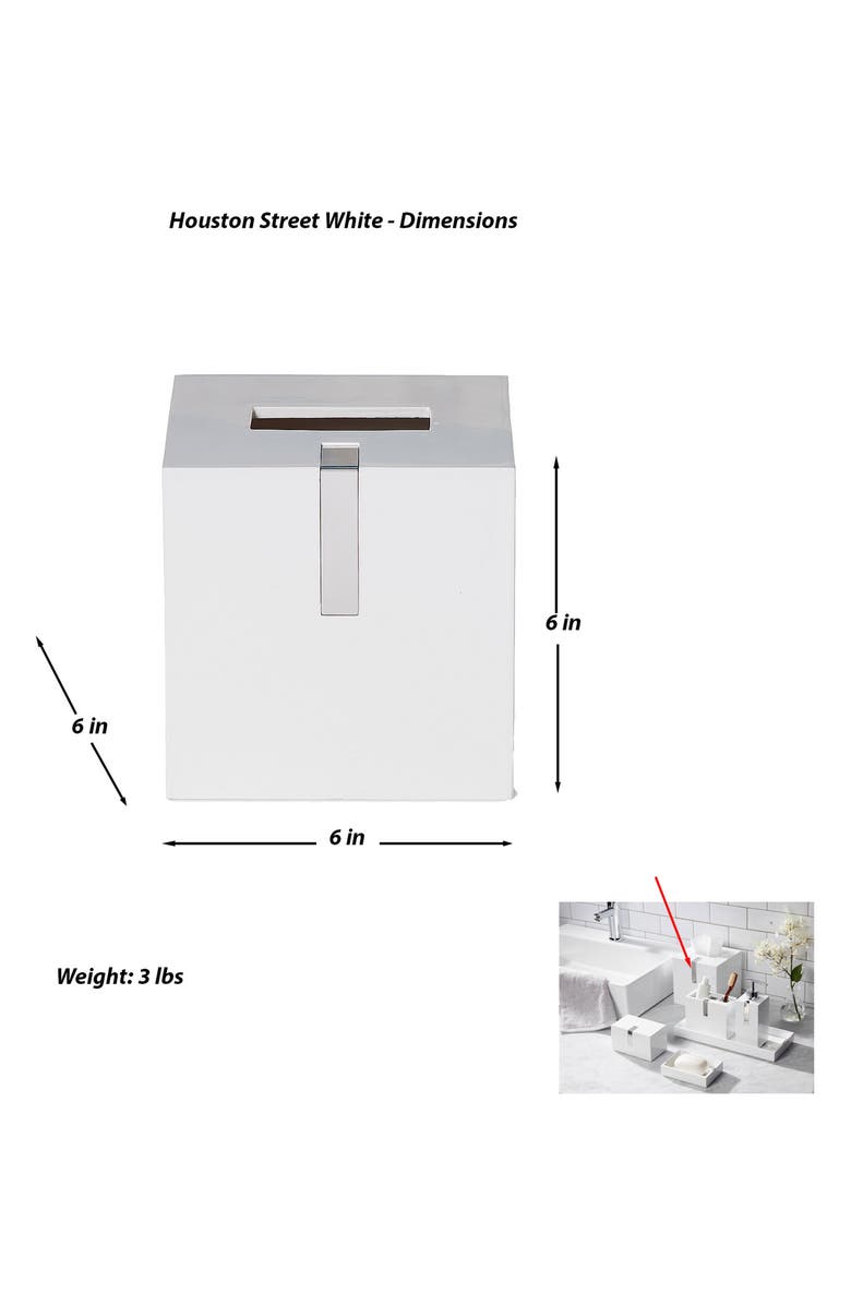 ROSELLI TRADING COMPANY Houston Street Tissue Box, Alternate, color, White