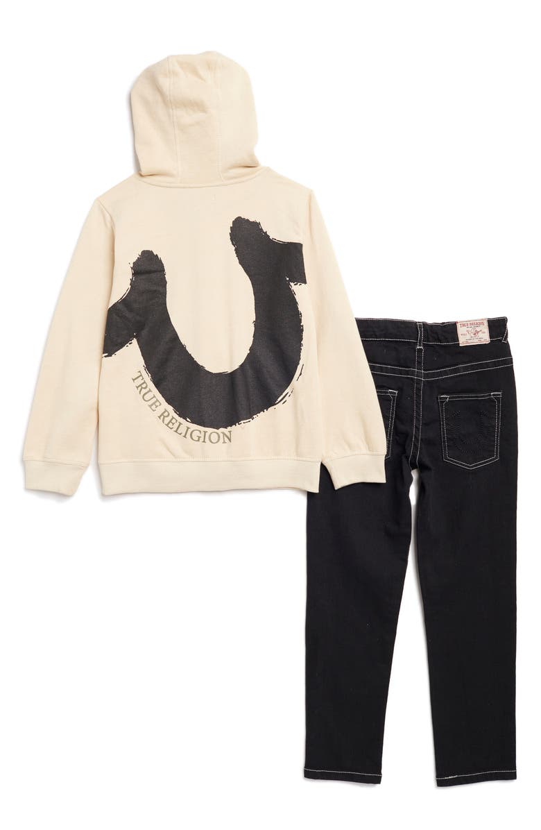 True Religion Brand Jeans Kids' Logo T-Shirt, Zip Hoodie & Jeans Set, Alternate, color, 