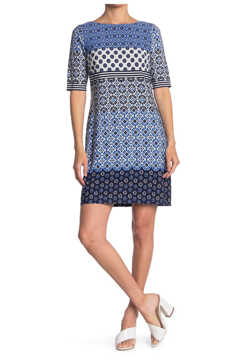 Eliza J Tile Printed Mini Dress, Alternate, color,