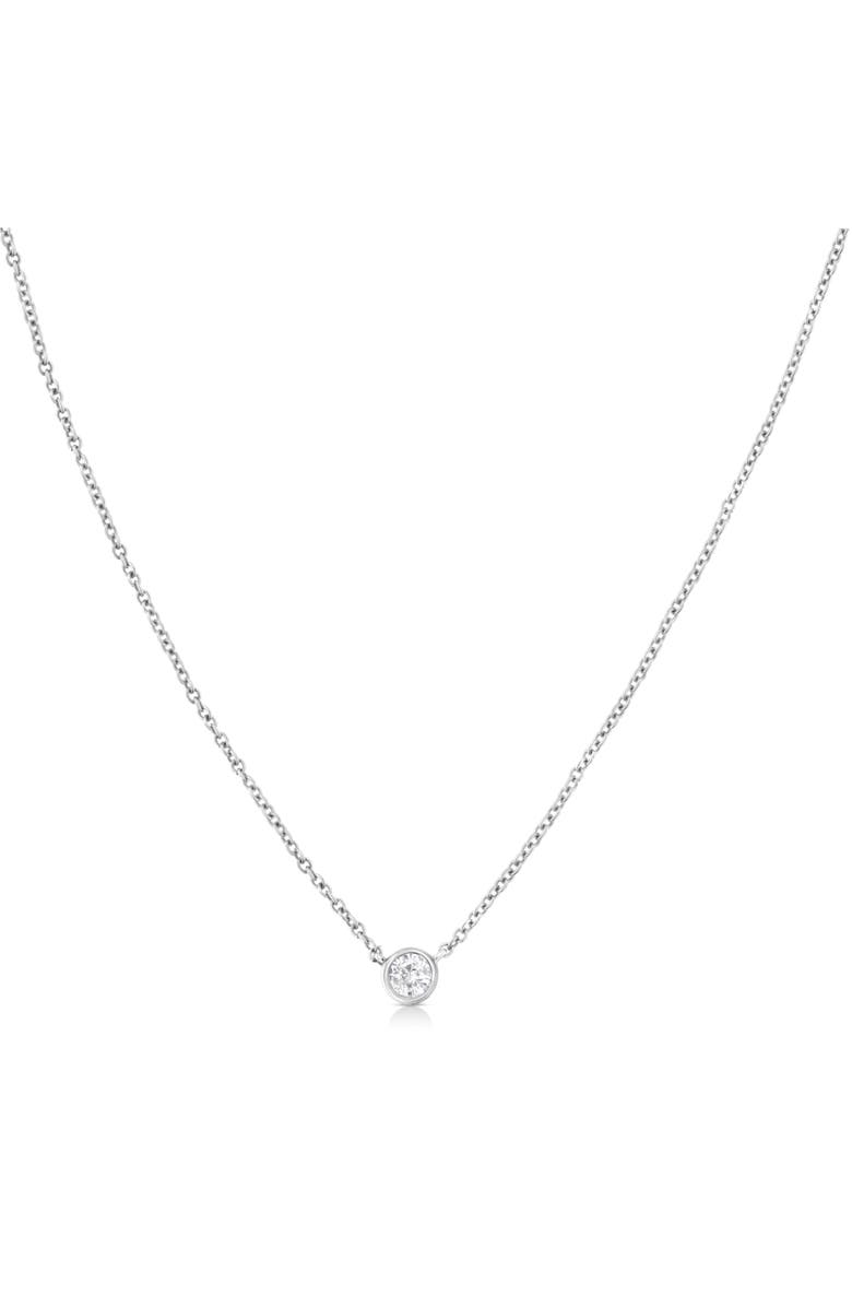 Haus of Brilliance 10K Gold 1/10 Cttw Diamond Bezel-Set Solitaire Pendant Necklace, Alternate, color, White