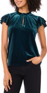 CeCe Velvet Flutter Sleeve Top