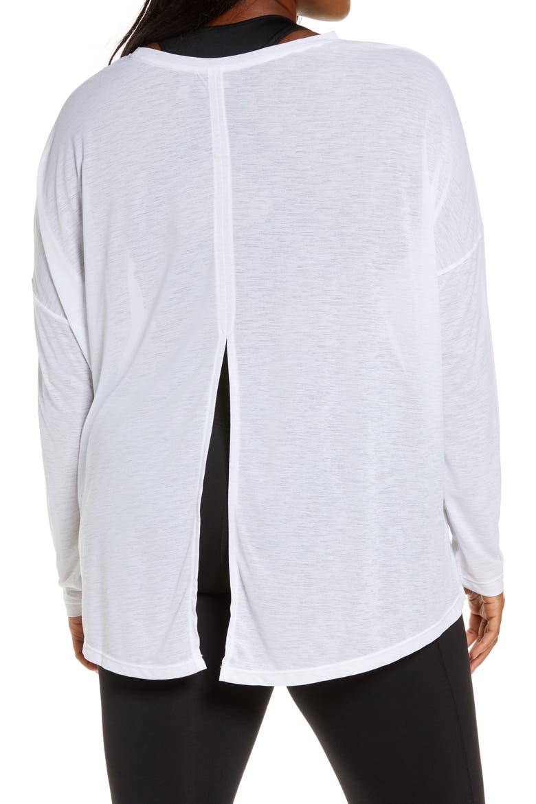 Breezy Tie Back Long Sleeve T-Shirt, Alternate, color, WHITE