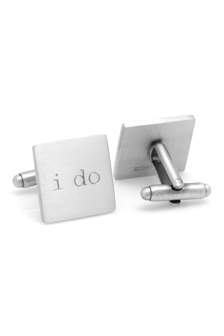 'I Do' Cuff Links, Alternate, color, SILVER