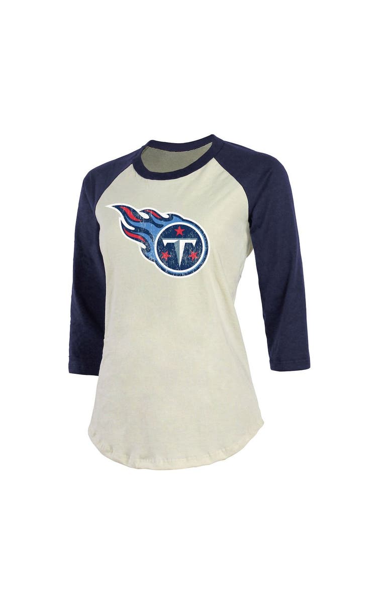 Majestic Threads Women's Fanatics Branded Derrick Henry Cream/Navy Tennessee Titans Player Raglan Name & Number 3/4-Sleeve T-Shirt, Alternate, color,