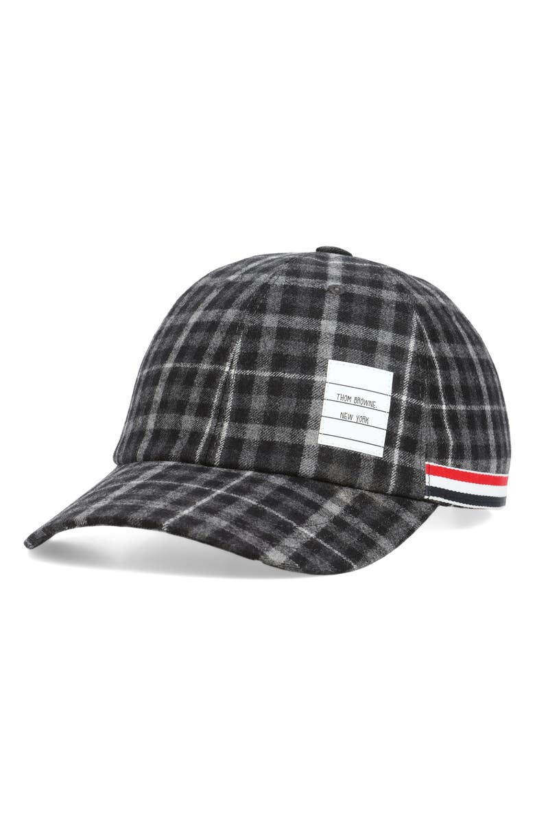 Thom Browne Plaid Wool Baseball Cap, Main, color, 