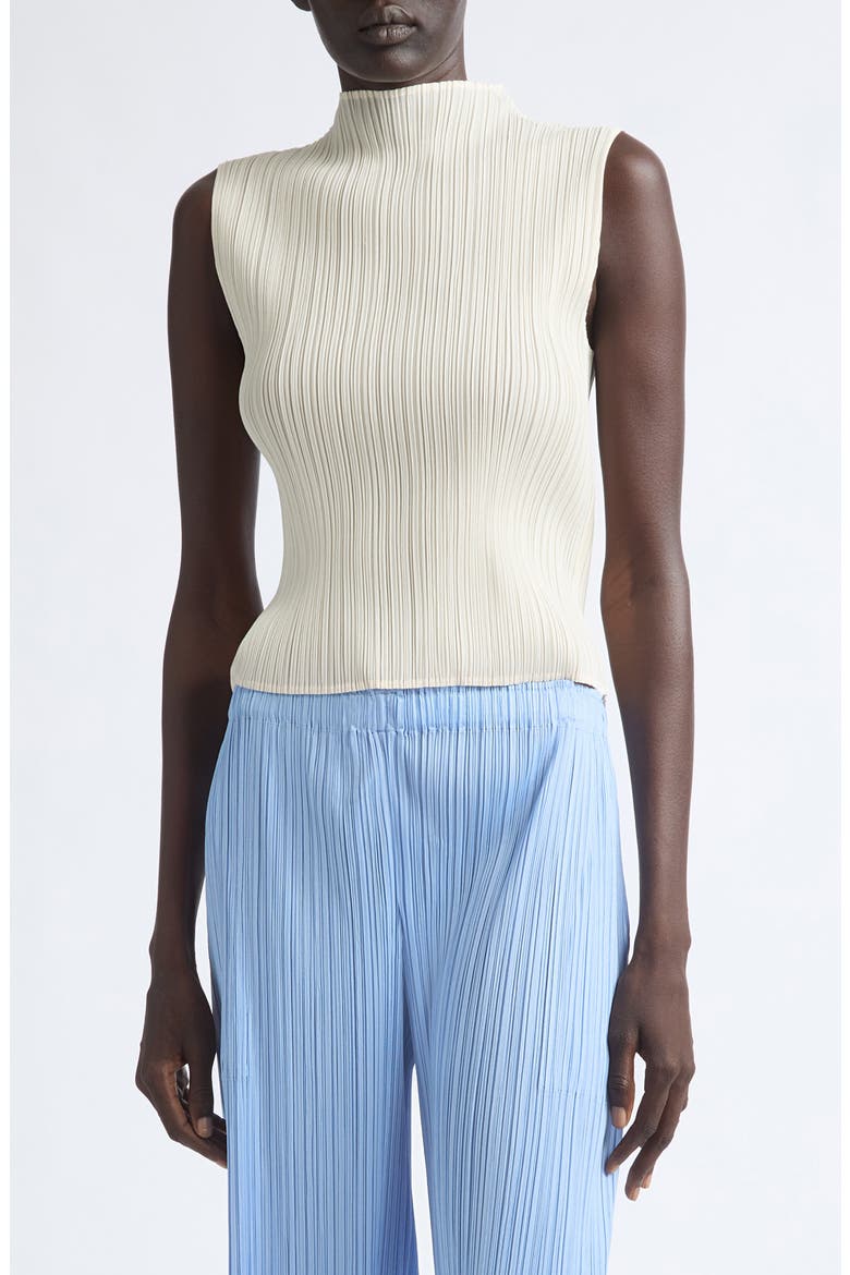 Monthly Colors August Pleated Sleeveless Top, Main, color, OFF WHITE