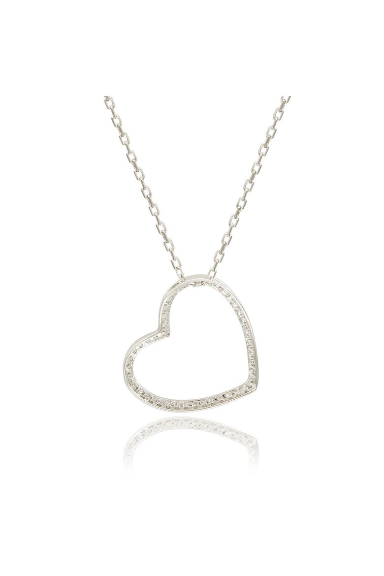 14K Gold 0.25cttw Pavé Diamond Heart Necklace, Alternate, color, White Gold