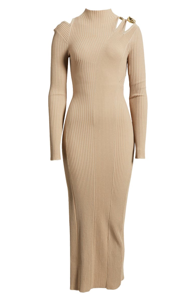 Cult Gaia Alyssa Cutout Shoulder Long Sleeve Rib Sweater Dress, Alternate, color, 