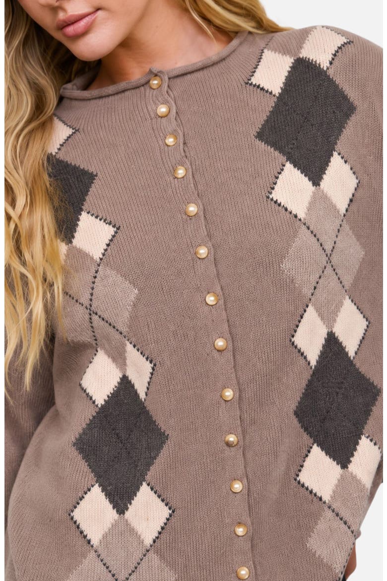 Argyle Cardigan, Alternate, color, TAUPE MULTI