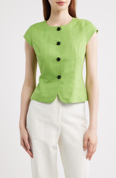 Connie Organic Cotton & Linen Blend Button-Up Top