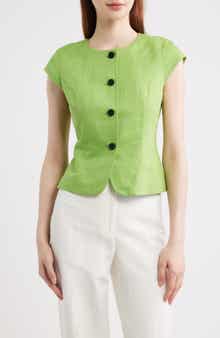 Connie Organic Cotton & Linen Blend Button-Up Top