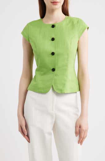 Connie Organic Cotton & Linen Blend Button-Up Top