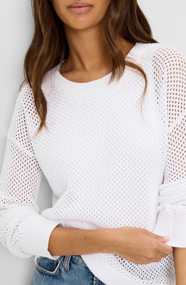 Michael Stars Sara Sheer Cotton Mesh Sweater, Alternate, color, White