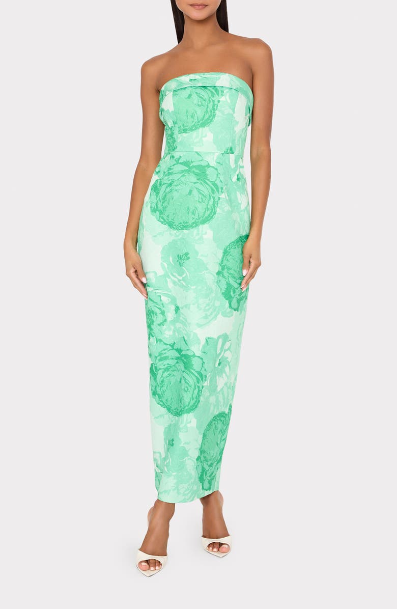 Milly Ella Jacquard Strapless Gown, Alternate, color, Green Multi