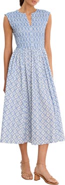 NIC+ZOE Amelia Embroidered Tile Cotton Midi Dress