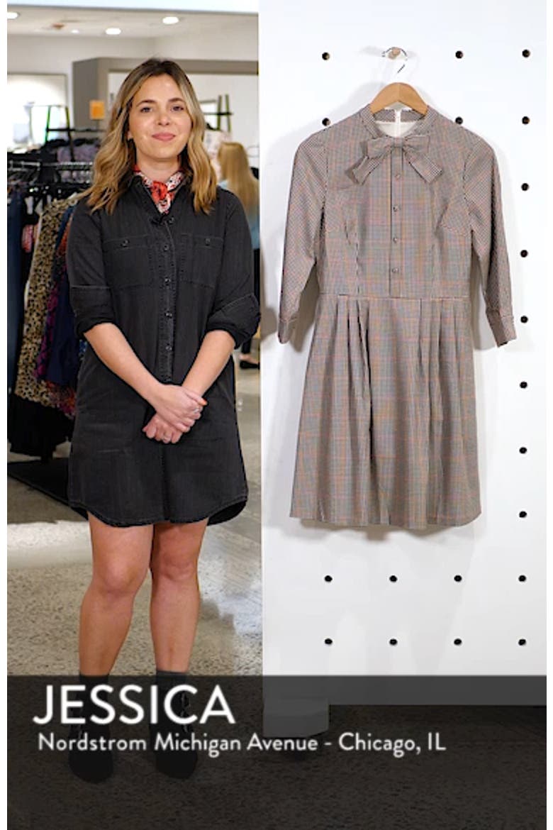 Blanche Check Bow Tie Fit & Flare Dress video