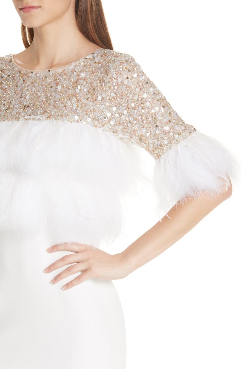 Badgley Mischka Collection Feather Cocktail Dress, Alternate, color,