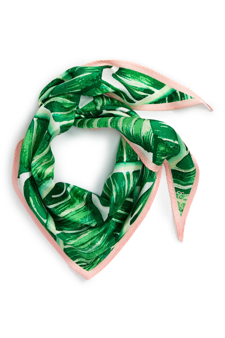 Palm Silk Scarf, Main, color, LEAF GREEN