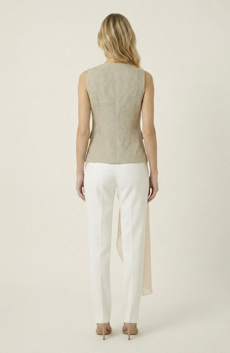 Modenaire Tailored Sleeveless Vest Top, Alternate, color, Beige