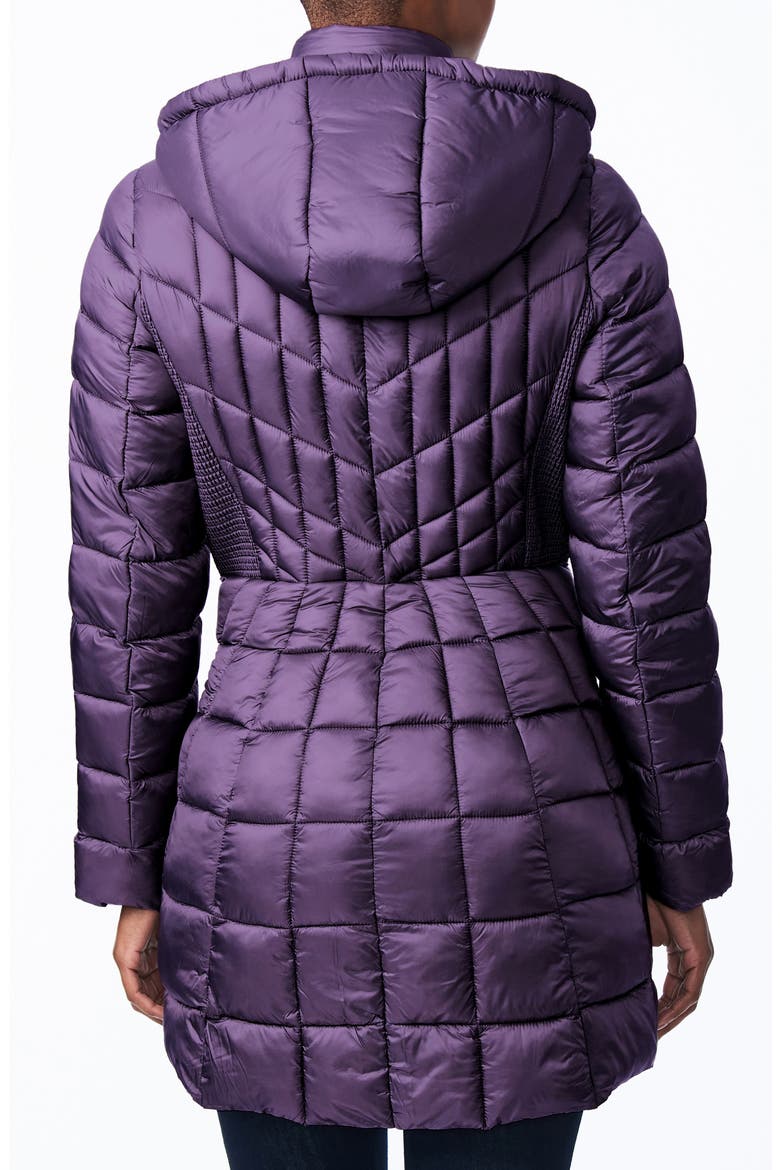 Packable Hooded Fill Coat with Contrast Inset Bib, Alternate, color, BLACK CURRANT