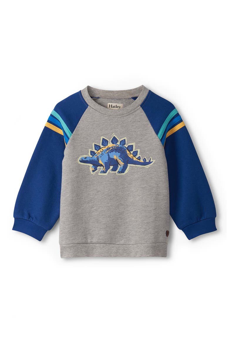 Glow in the Dark Dinosaur Sweatshirt, Main, color, ATHLETIC GREY MELANGE