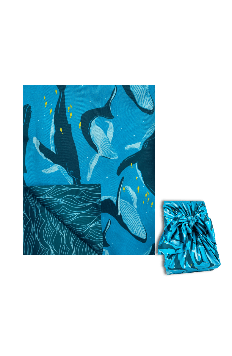 Shiki Wrap Assorted Set of 5 Reusable Cloth Furoshiki Gift Wrap, Alternate, color, Ocean Conservation