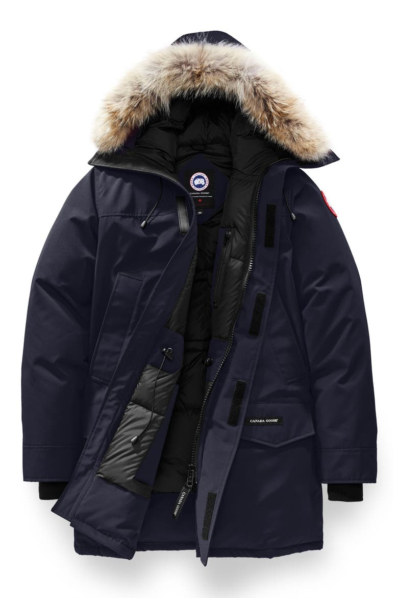 Langford Slim Fit Down Parka with Genuine Coyote Fur Trim, Alternate, color, ADMIRAL BLUE