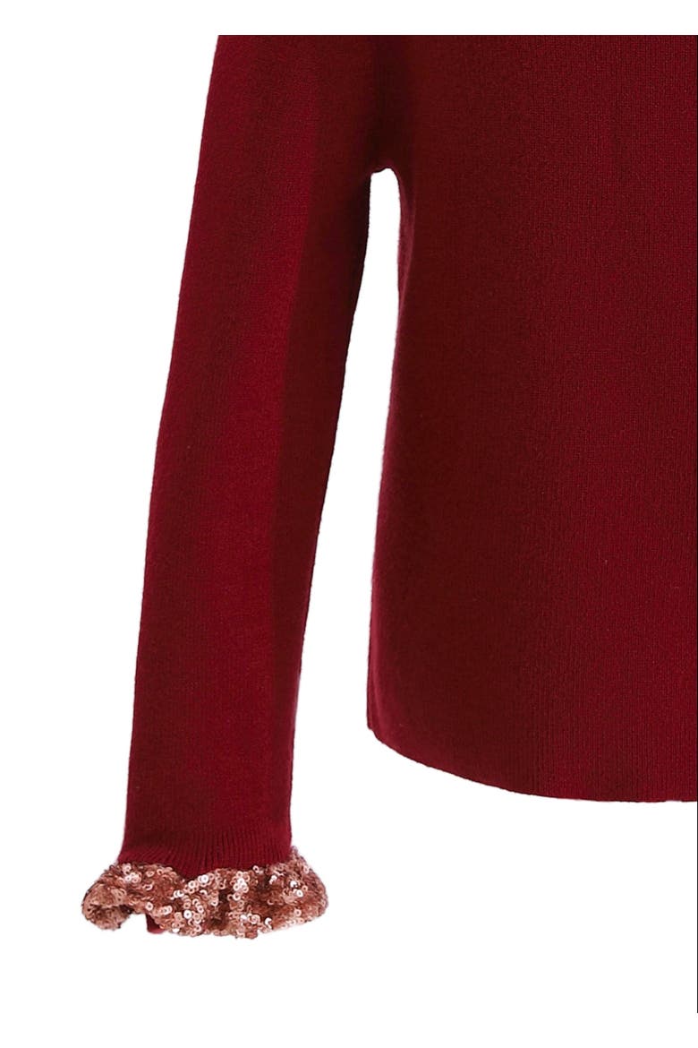 Ruffle-Knit Sweater, Alternate, color, Red