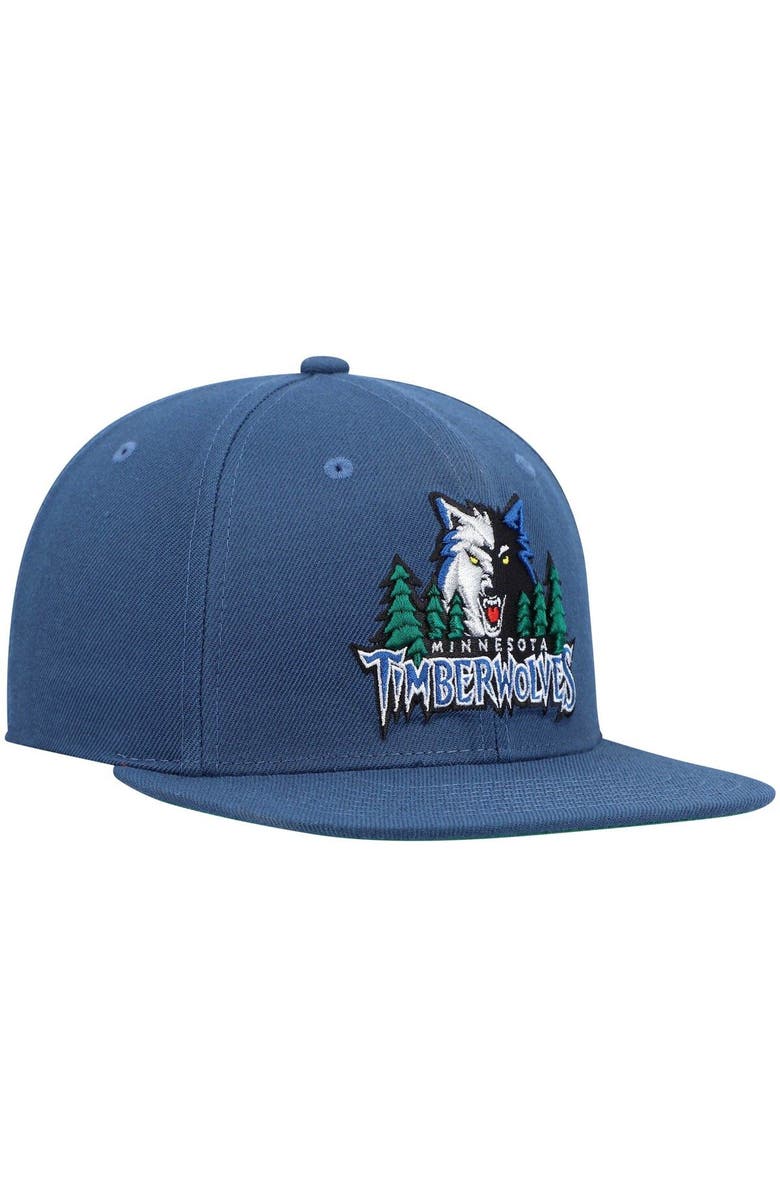 Mitchell & Ness Men's Mitchell & Ness Blue Minnesota Timberwolves Hardwood Classics Team Ground 2.0 Snapback Hat, Alternate, color, 