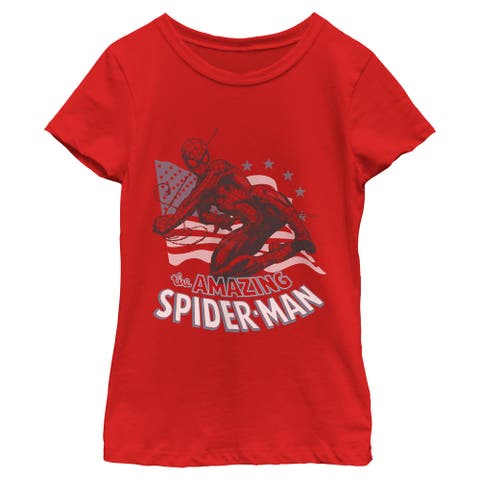 Girl's Marvel Spider-Man The Amazing American Spidey  Graphic T-Shirt