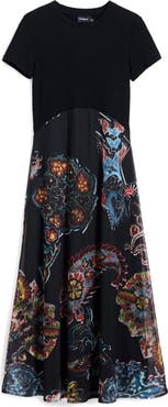 Desigual Mixed Media Midi Dress