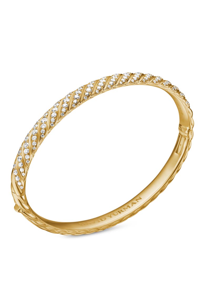 Sculpted Cable Bangle Bracelet in 18K Yellow Gold with Diamonds, 6.2mm, Alternate, color, 18K YELLOW GOLD/ DIAMOND