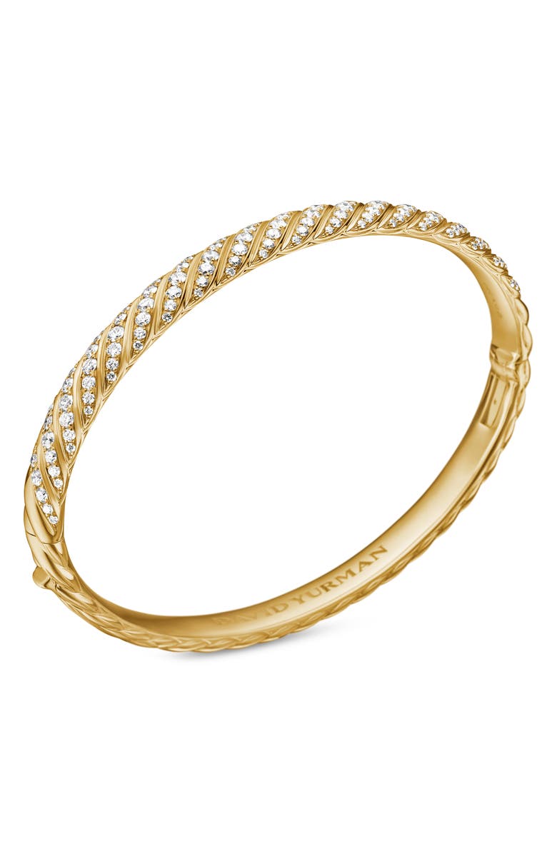 David Yurman Sculpted Cable Bangle Bracelet in 18K Yellow Gold with Diamonds, 6.2mm, Alternate, color, 18K Yellow Gold/ Diamond