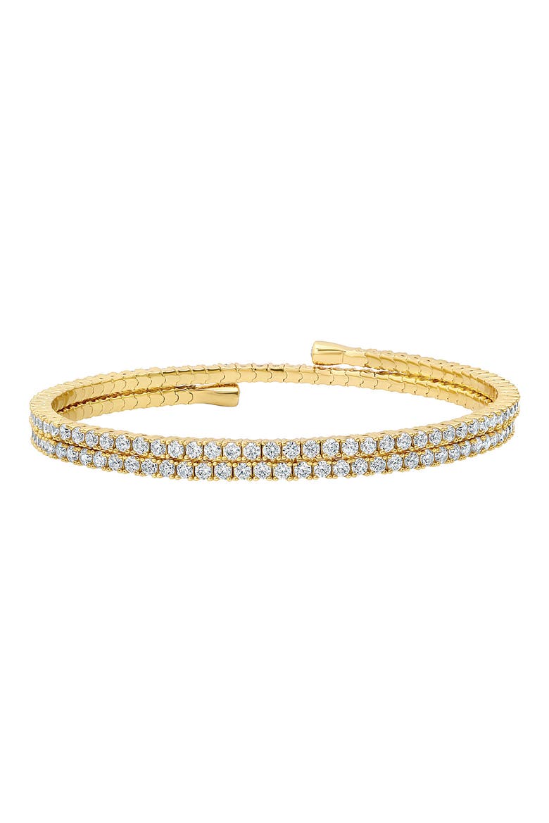 Round Cubic Zirconia Adjustable Wrap Bracelet, Main, color, 18KYG/ CLEAR STONE