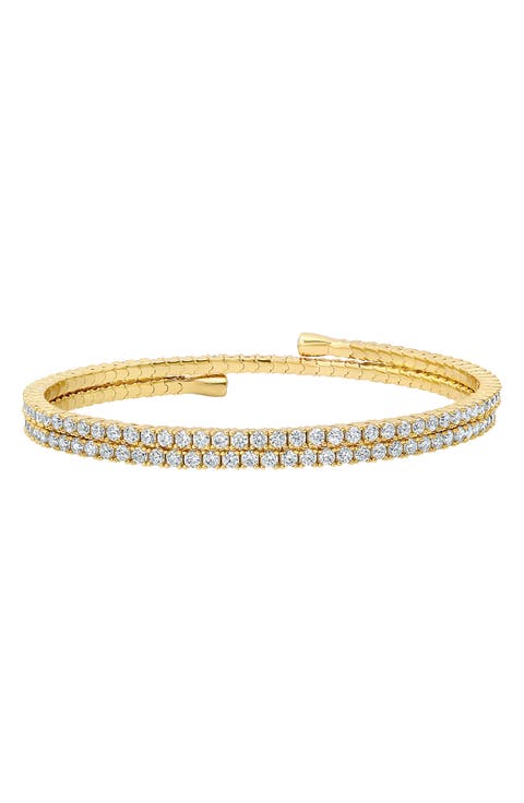 Round Cubic Zirconia Adjustable Wrap Bracelet