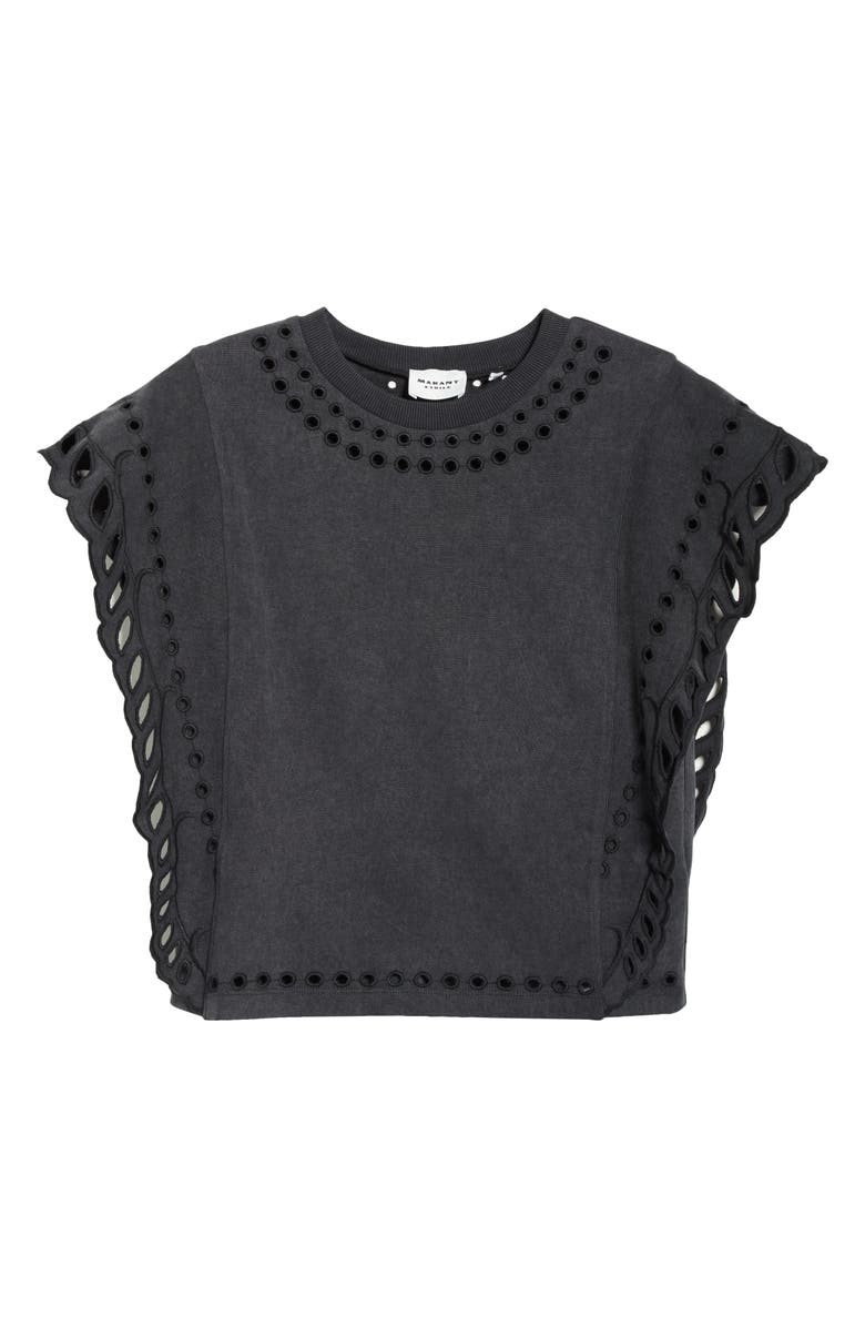 Isabel Marant Étoile Odyle Cut Out Cotton T-Shirt, Main, color, Faded Black