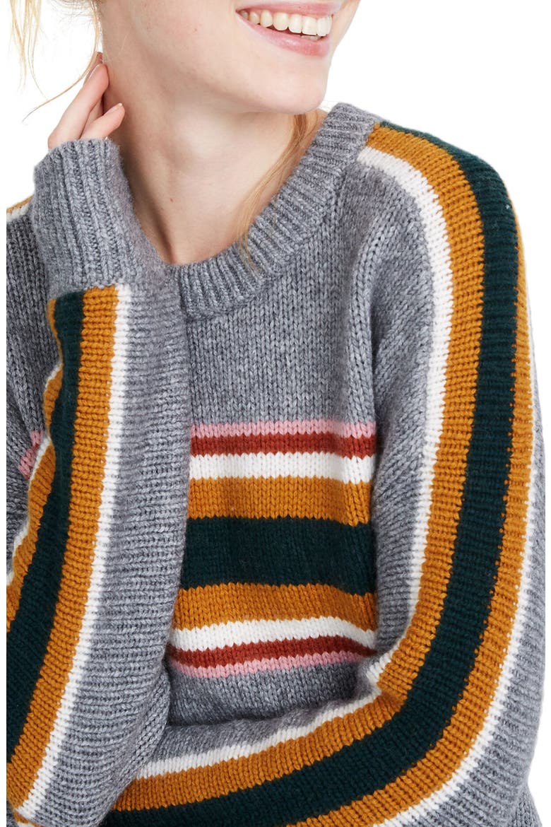 Striped Heath Pullover Sweater, Alternate, color, HEATHER STONE