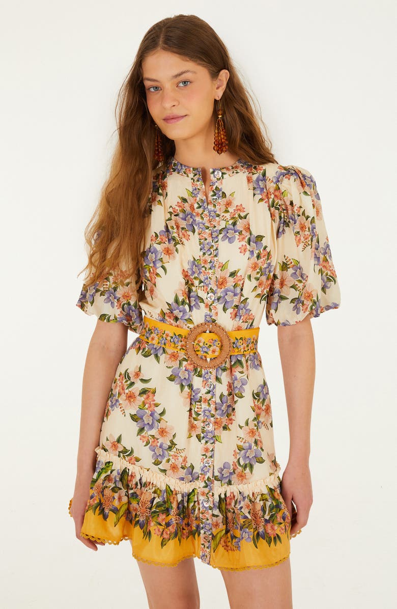 FARM Rio Hilo Stripes & Sand Belted Minidress, Alternate, color, Sand