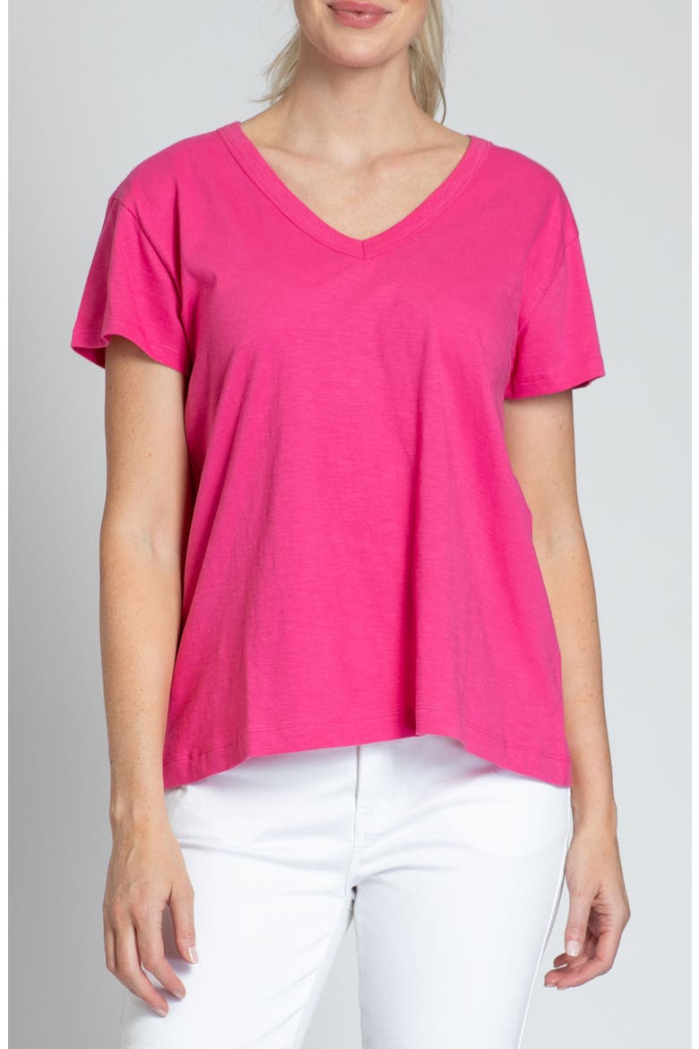 V-Neck High-Low T-Shirt, Main, color, PINK