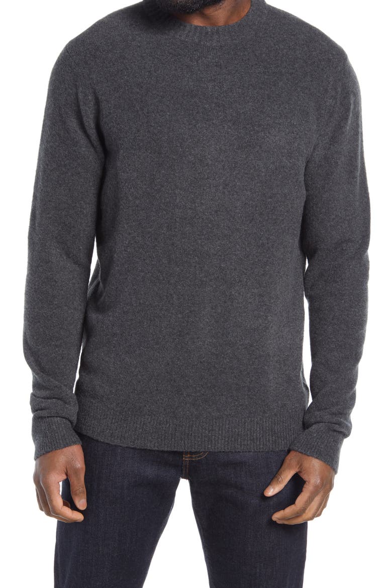 Brushed Crewneck Sweater, Main, color, GREY DARK CHARCOAL HEATHER