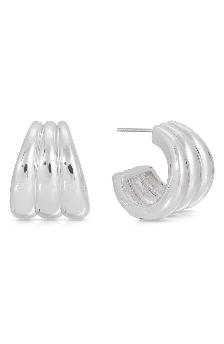 Ettika Rooted Vines Medium Hoop Earrings, Alternate, color, Silver